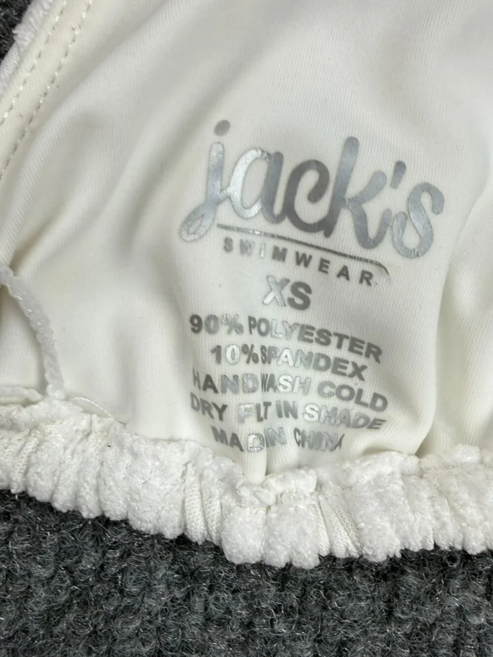 Jack's Swimwear White Textured Triangle Bikini Top Halter String XS